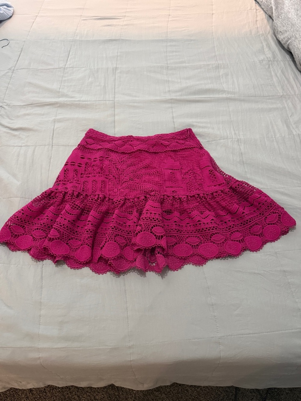 FARM Rio Hot Pink Crochet Mini Skirt